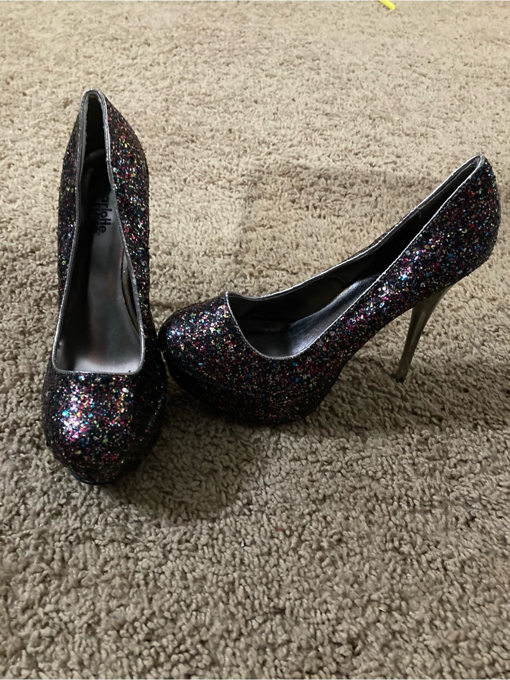 Charlotte Russe Multicolor Glitter Platform Stiletto Pumps